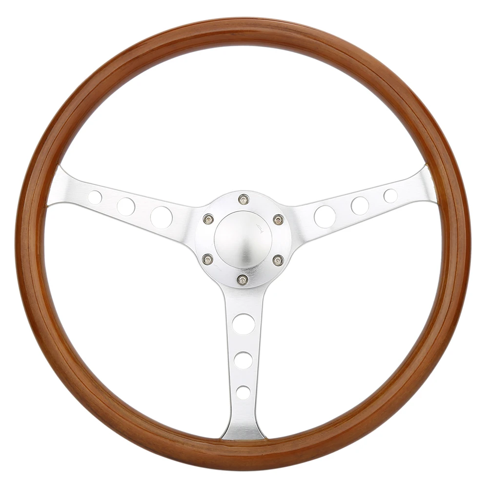 

Kyostar Universal 380mm 15'' Wood Grain Silver Brushed Spoke Gaming Steering Wheel for Sports Car