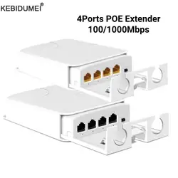 Waterproof POE Extender Repeater 4 Port 100/1000Mbps Outdoor Network IP55 VLAN 44-57V for POE Camera Wierless AP