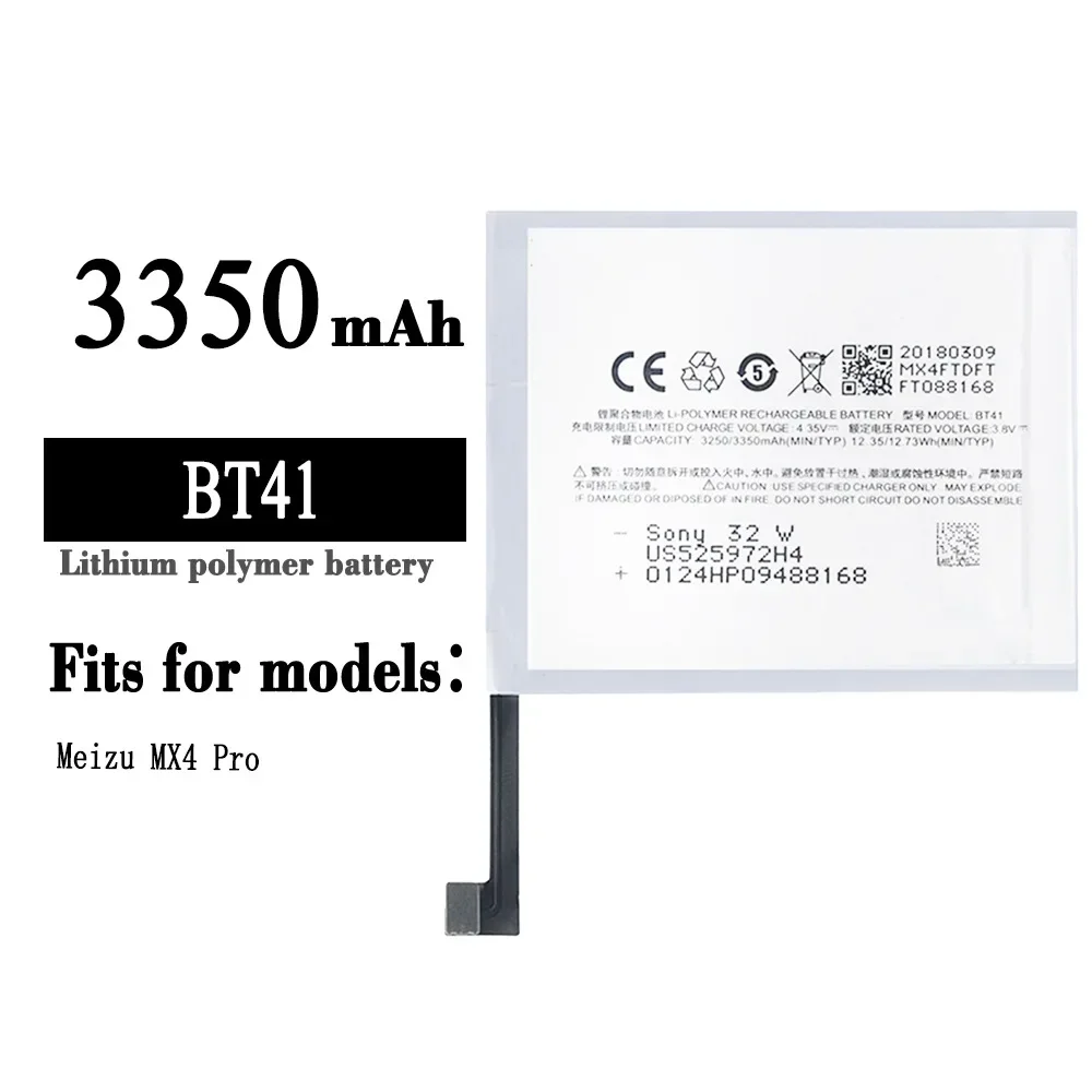 BT41  Replacement Battery For Meizu MX4 Pro BT-41 3350mAh High Quality Phone Large Capacity New Li-ion Internal Bateria