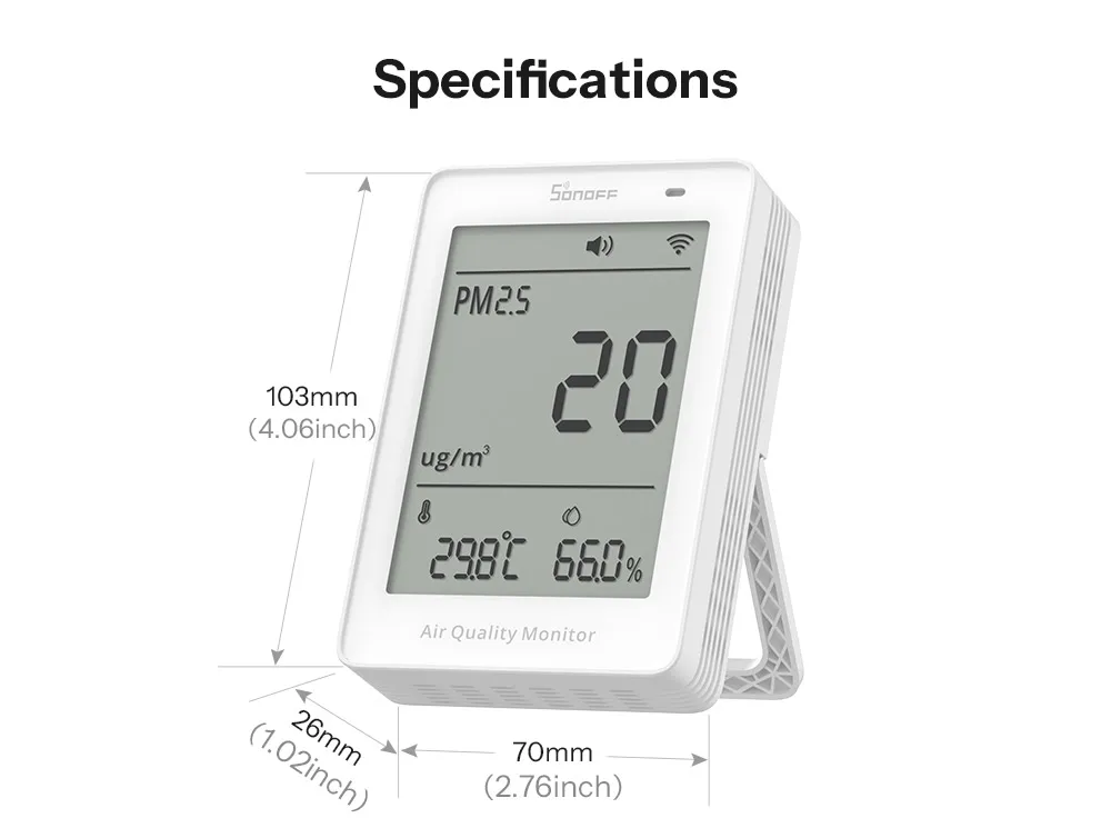 SONOFF SAWF-07P AirGuard PM2.5/PM10 Messgerät WLAN (Matter) – Feinstaubsensor Luftqualitätsmonitor Temperatur und Feuchtigkeit – Detail 16