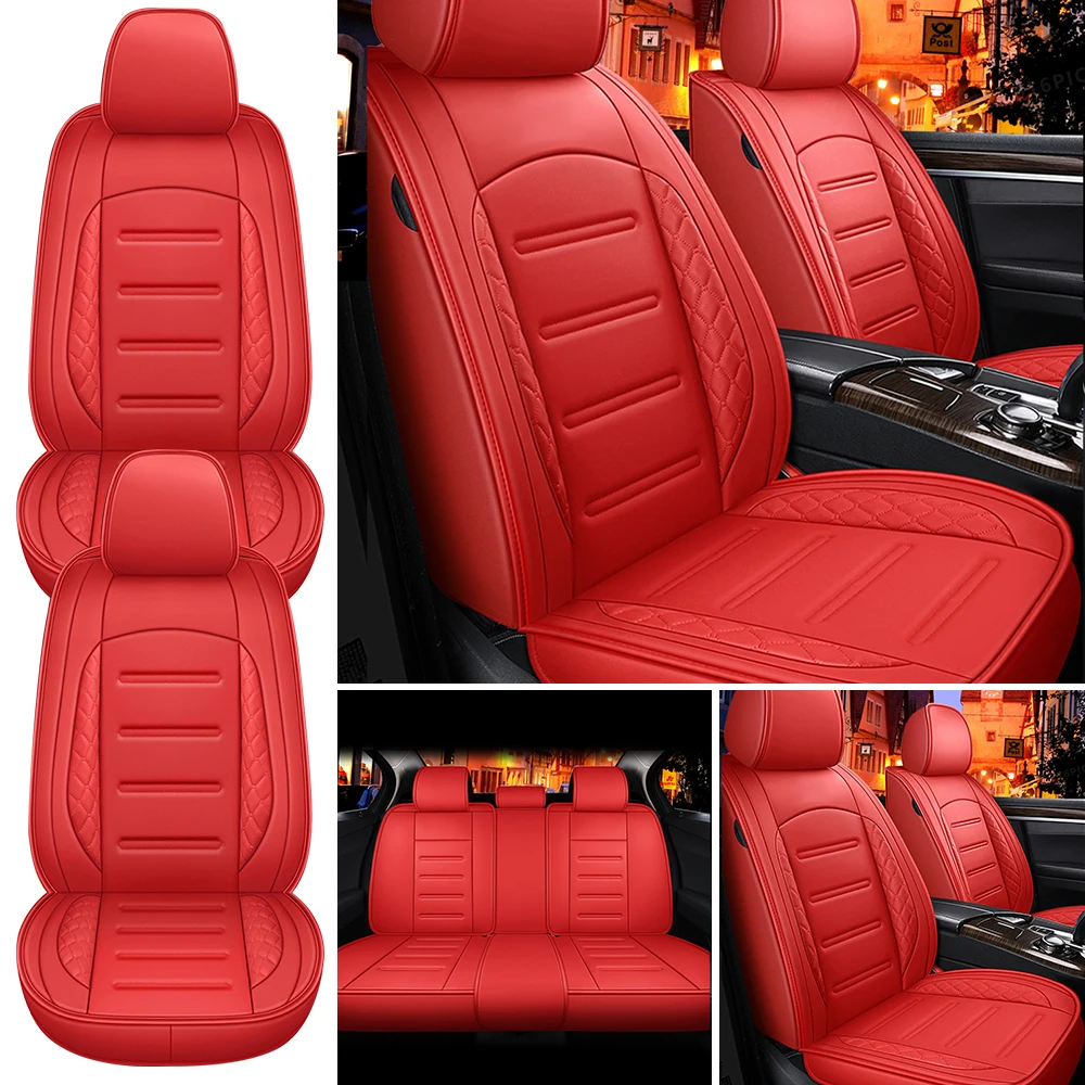 Universal 5-Seat PU Leather Car Seat Covers Full set Front Rear Seat Cushion Anti-scratch Protection For Sedan SUV,no pillow