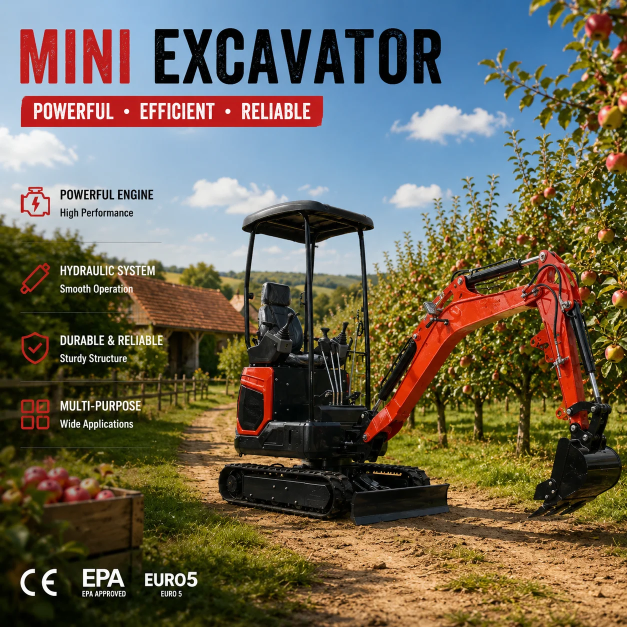 Мини-экскаватор 18U с сертификатом CE, 1500 кг, малый гусеничный экскаватор, гидравлическое мини-оборудование для копки, для ландшафтных работ в садах.