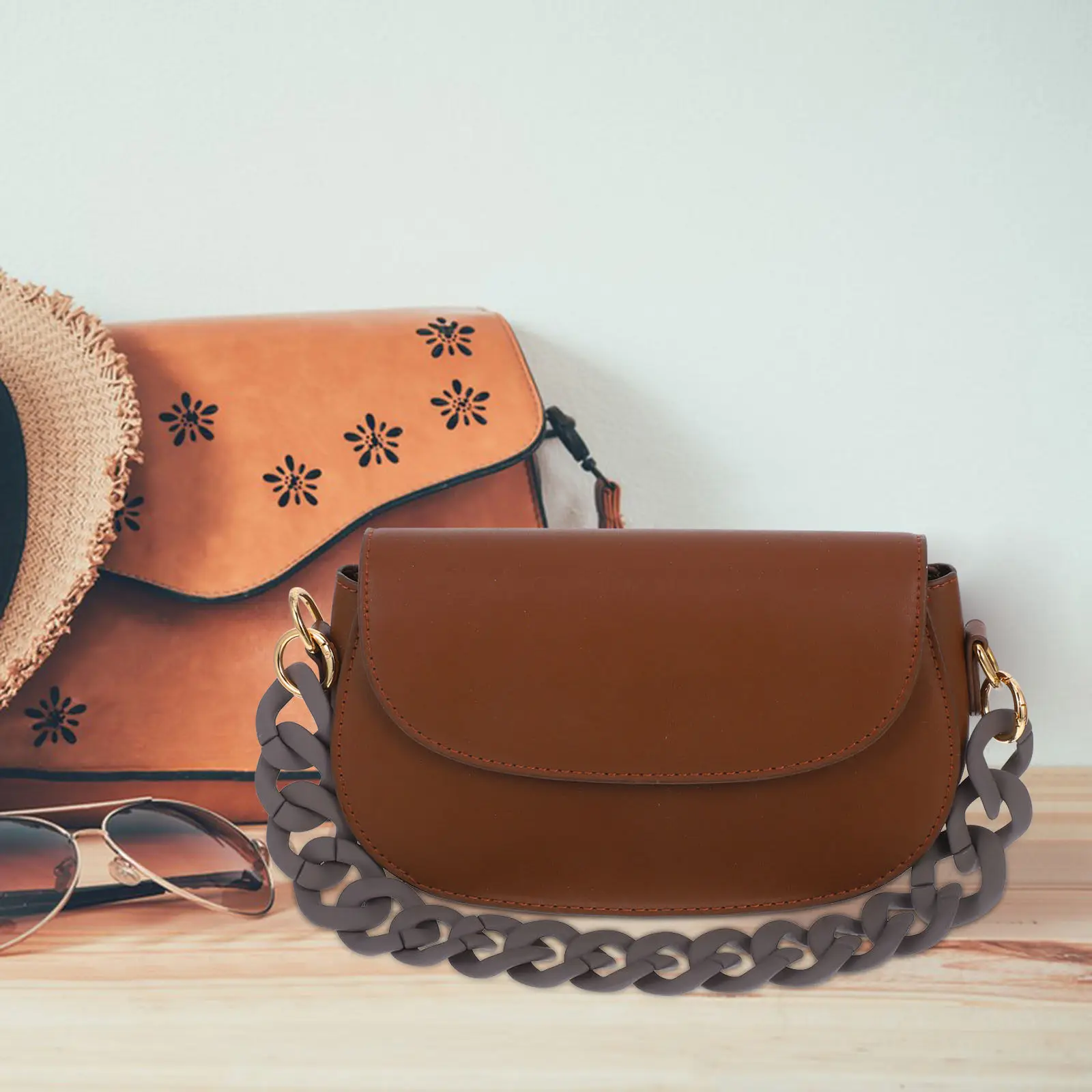 

Большой плоский акриловый ремешок-цепочка, съемные ручки для сумок, сменные ремни-цепочки для сумок через плечо, модные ремни для сумок