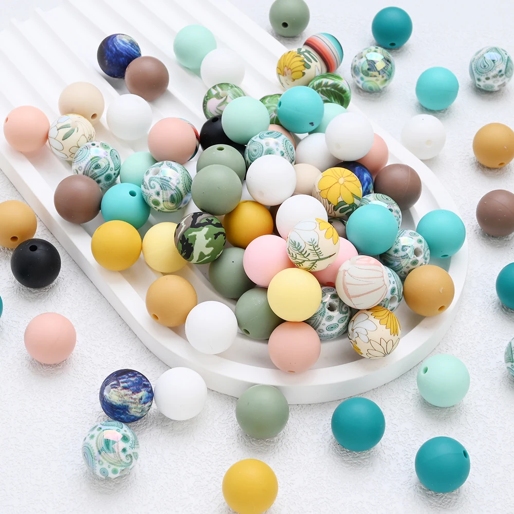 30Pcs 15mm Round Silicone Beads Multicolour BPA-Free Beads For Jewelry Making DIY Pacifier Chain Bracelet Accessories