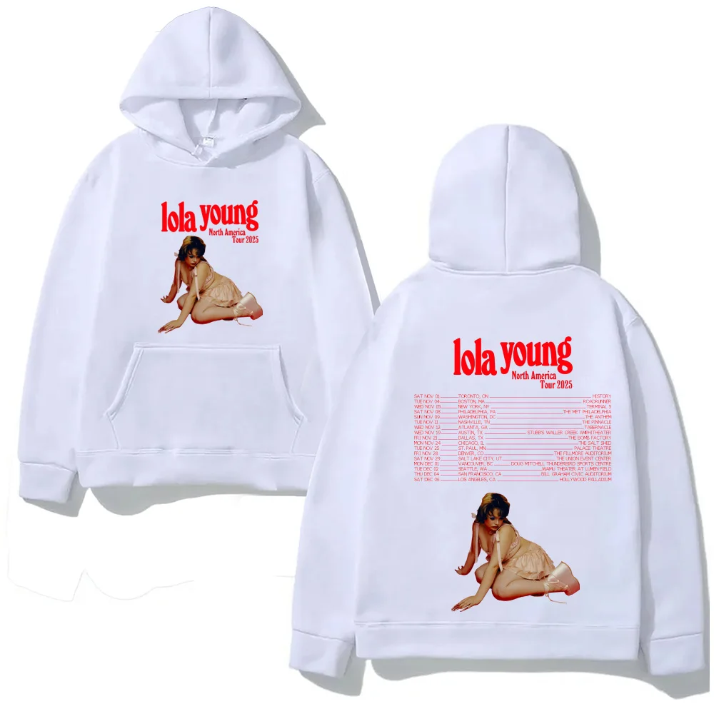 LOLA YOUNG tour2025 Graphic Printing Hooded With Pocket Grunge Comfortable Sweatshirts Sleeve Gothic Clothes Moletom Punk Hoody