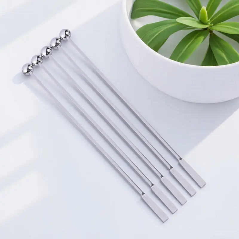 5Pcs 19Cm Food Grade Stainless Steel Swizzle Sticks Stirrers for Coffee Cocktail Drinks Milk Tea Bar Restaurant Hotel