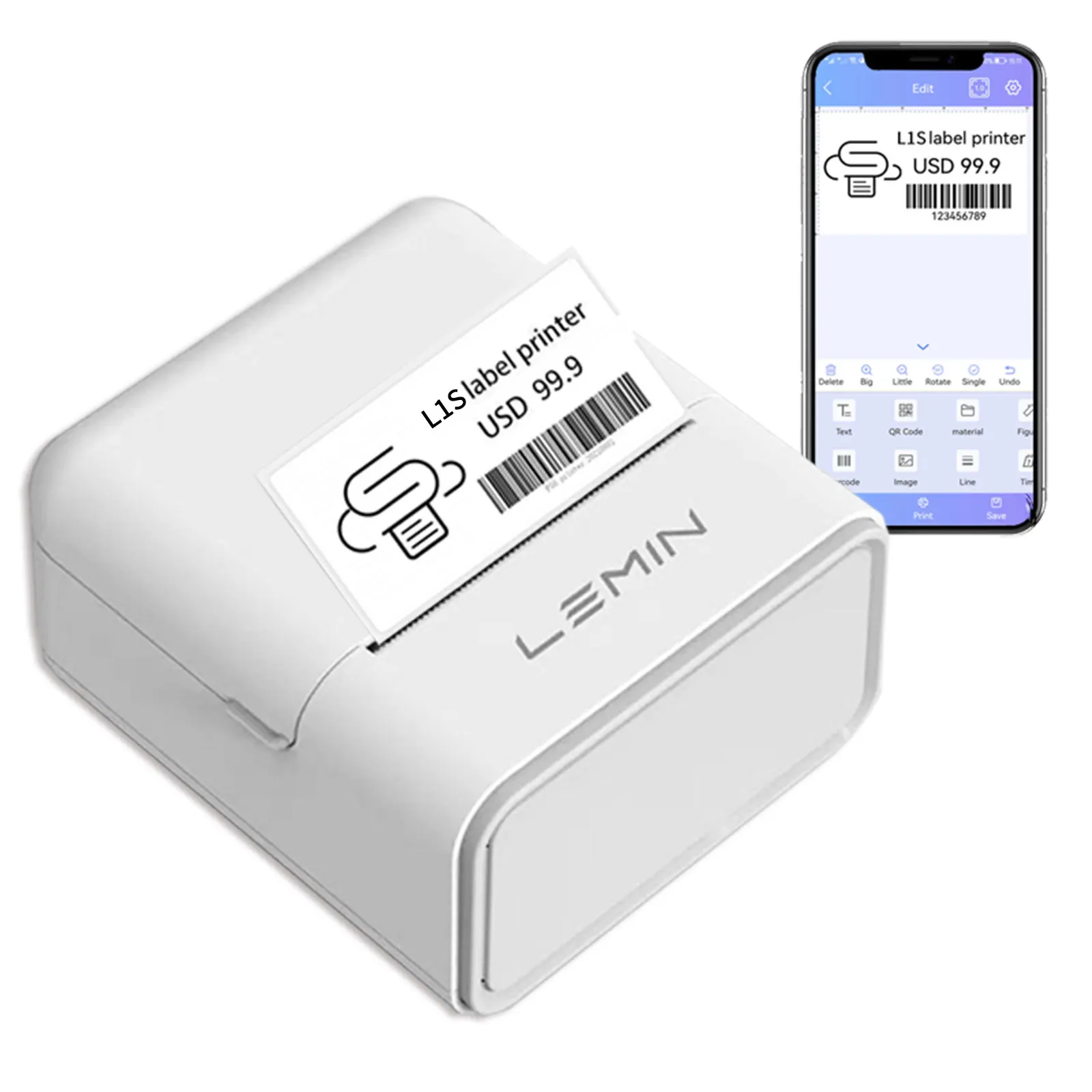 Imagem -04 - Pro Label Printer Handheld Portátil Bluetooth Térmica Roll Labels Printer Leminyun-l1s