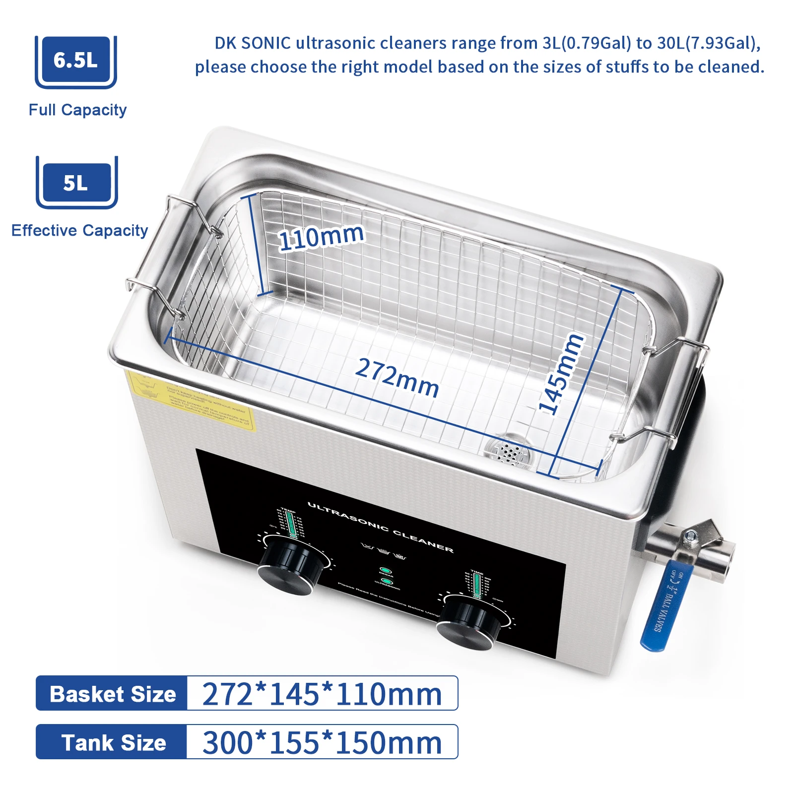 Pembersih Ultrason Mekanik Pintar, Pembersih Mandi Ultrason 6L 480W dengan Waktu Pemanas dan Keranjang untuk Membersihkan Perhiasan dan Kuningan