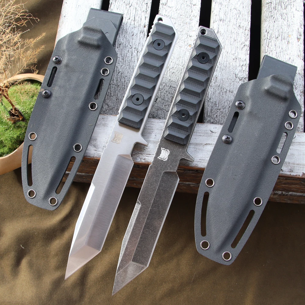 LENGREN 10Cr15CoMoV Steel Outdoor Heavy Knife 8MM Thick Sharp Self Defense Hunting Knife Camping Survival Knife Army Knife