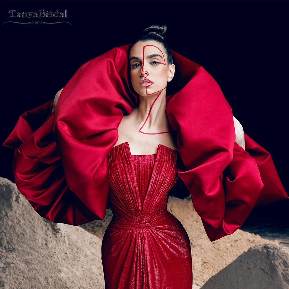 Rad Voluminous Satin Duchess Shoulders Cape New Fashion Puff Bolero Wrap With Sleeve Chic   DJ204