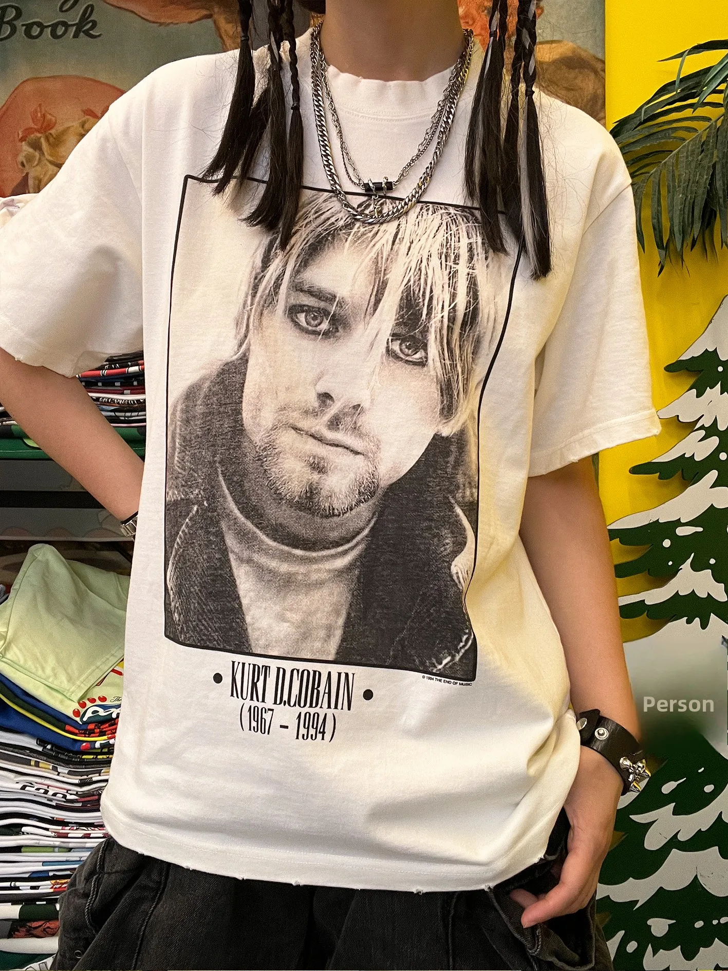 Heavier than Ever 330G Kurt Cobain Rock Band Retro Vintage Short Sleeve T-Shirt by Wang You Bing Studio Summer 2025 Release
