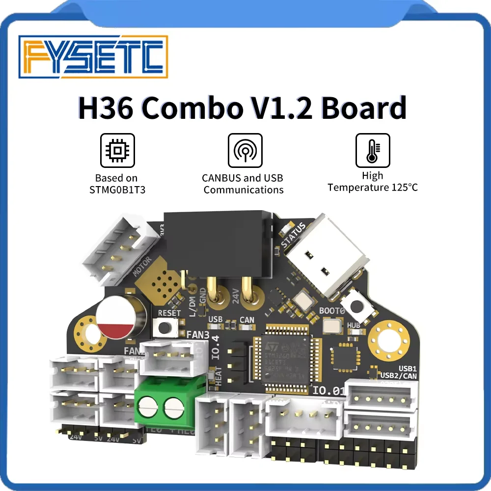 

FYSETC H36 Combo High Temperature Resistance Klipper Canbus Tool Board Compatible NEMA14/36mm Motor Onboard TMC2209