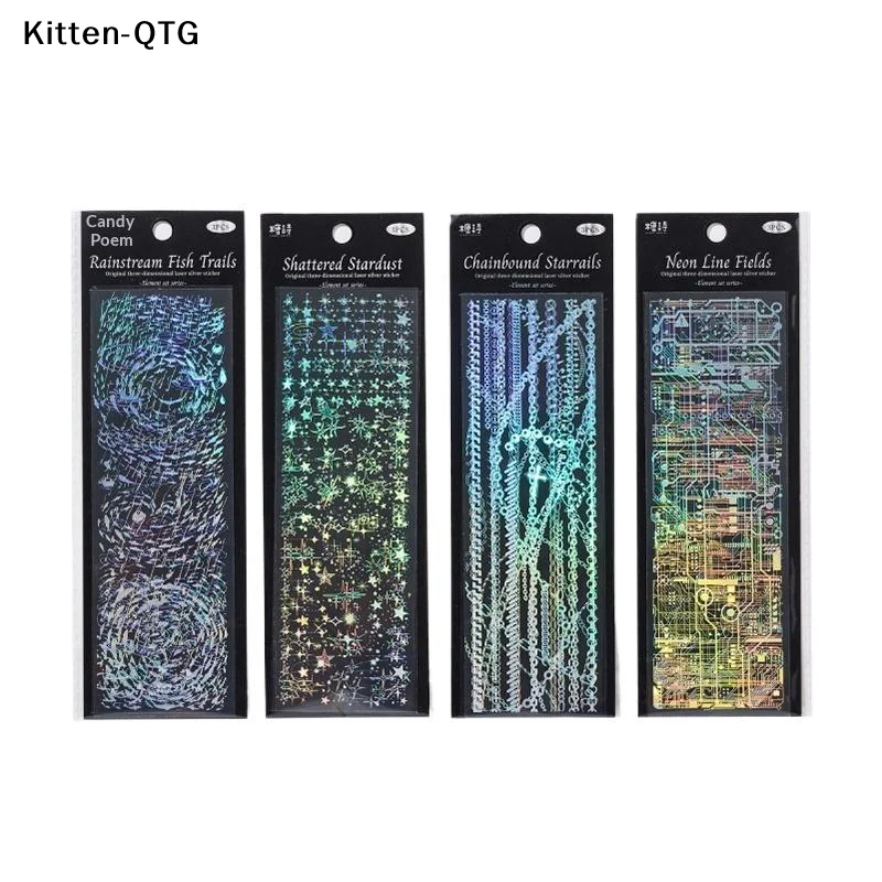 New Kawaii PET Laser Silver Stickers DIY Diary Phone Case Handmade Scrapbook Aesthetic Stickers Student Stationery