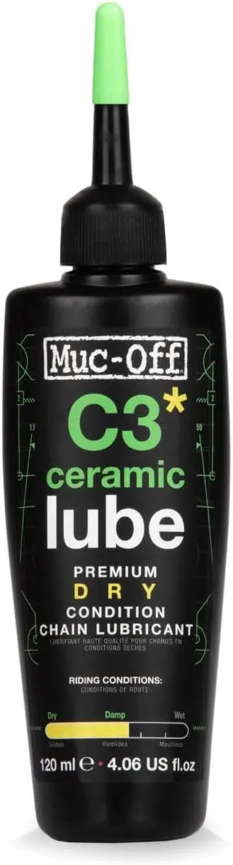 

Premium Ceramic Dry Bike Chain Lubricant with UV Tracer, Ideal for Dry and Dusty Conditions, 120ml