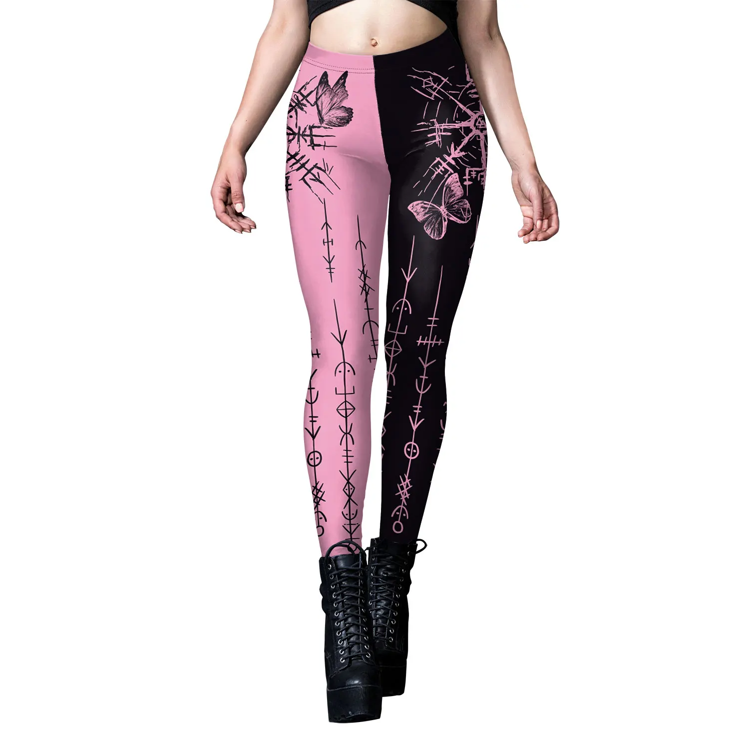 [Du bist mein Geheimnis] Halloween Leggings für Frauen sexy Color Match Print Urlaub Party Hosen weibliche lustige elastische Strumpfhose Hosen