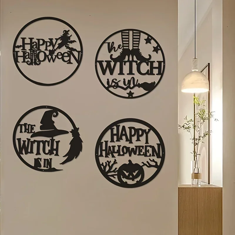 Hellooung-ハロウィーンの魔女のカボチャパターンメタルペンダント、子供部屋、幼稚園、リビングルーム、保育園、家の装飾