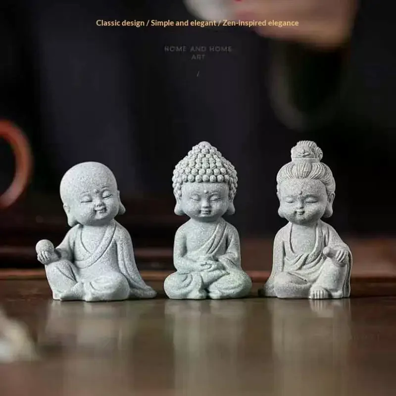 Chinese Style Buddha Statue Cute Little Monk Figurines Fish Tank Moss Landscaping Zen Oriental Aesthetic Garden Decoration