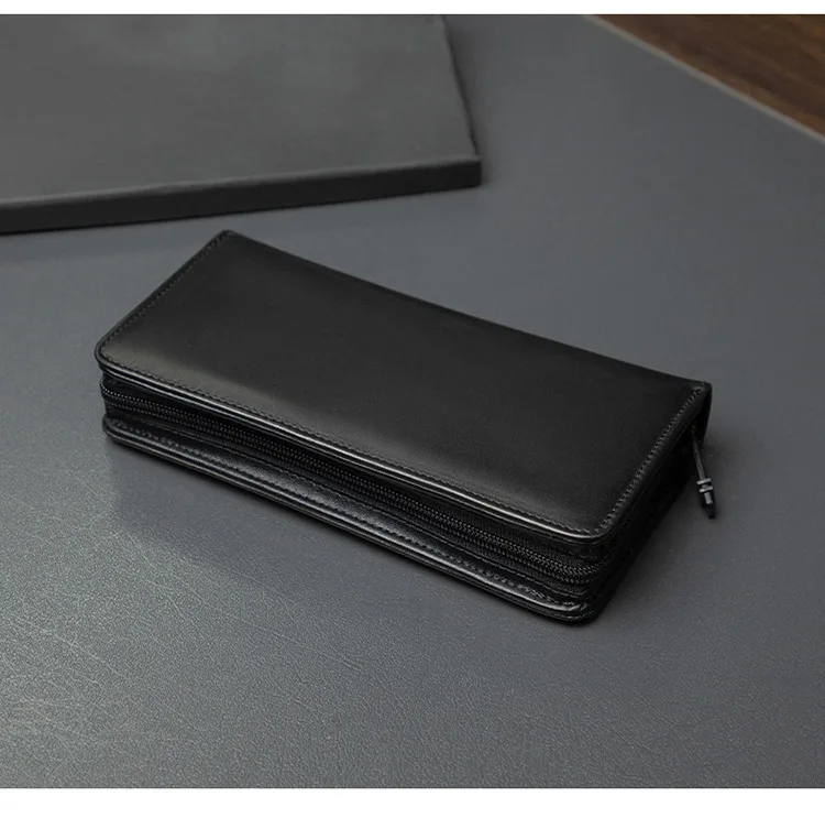 

Мужской длинный кошелек из натуральной кожи, деловой кошелек-портмоне на молнии с множеством отделений для карт и карманом для монет