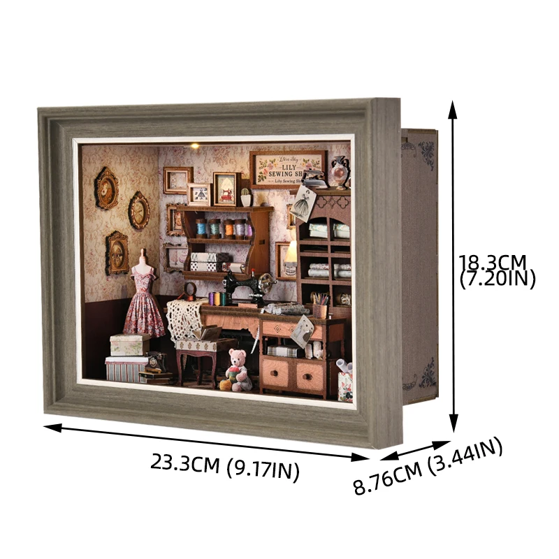Kit de coin livre, bureau de poste, librairie, bricolage, Puzzle 3D en bois, maison de poupée, cadre