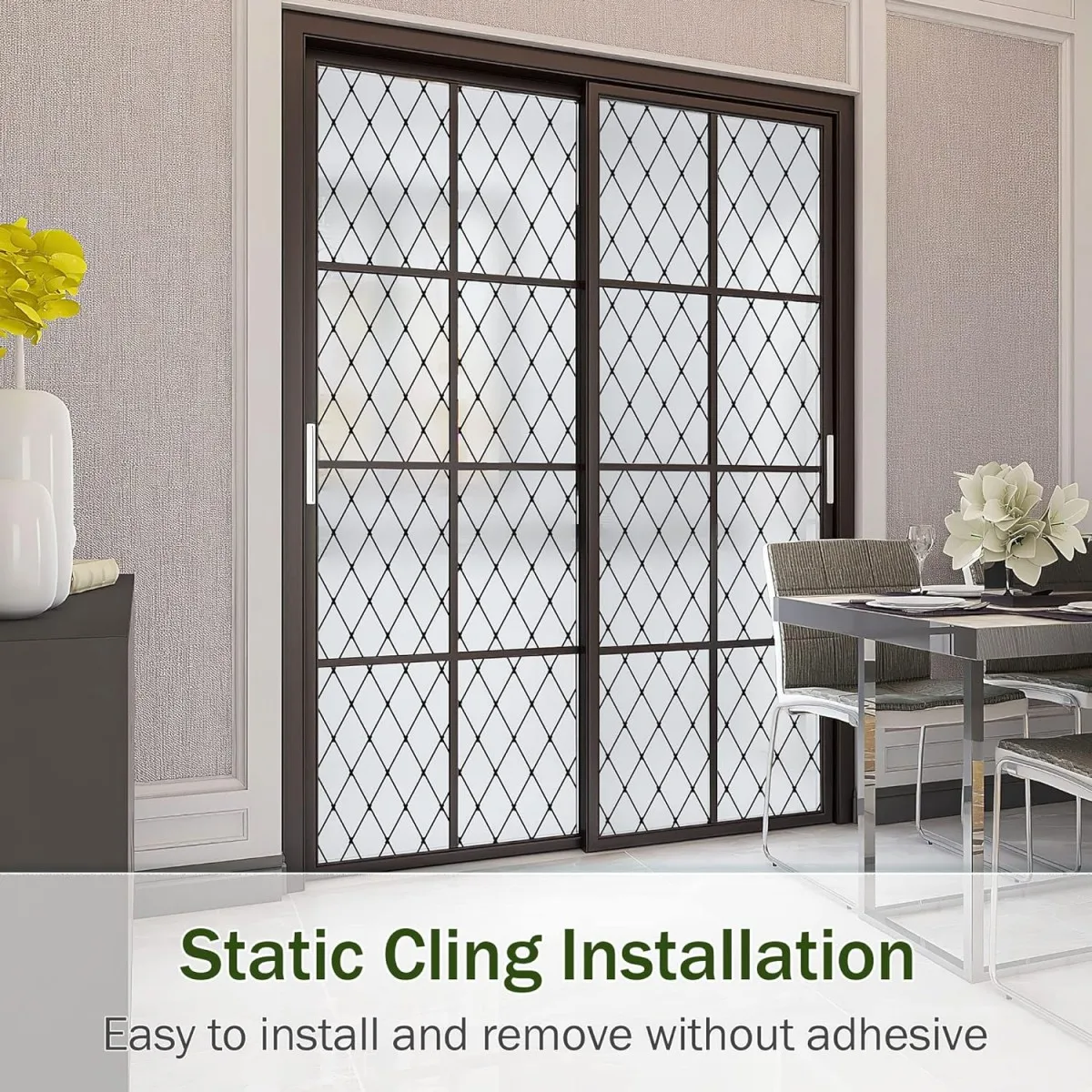 أسود متجمد شعرية شباك الفيلم ساكنة تتشبث الخصوصية الزجاج الزخرفية الفينيل القابلة للإزالة الشمس حجب المضادة للأشعة فوق البنفسجية لنوافذ المنزل