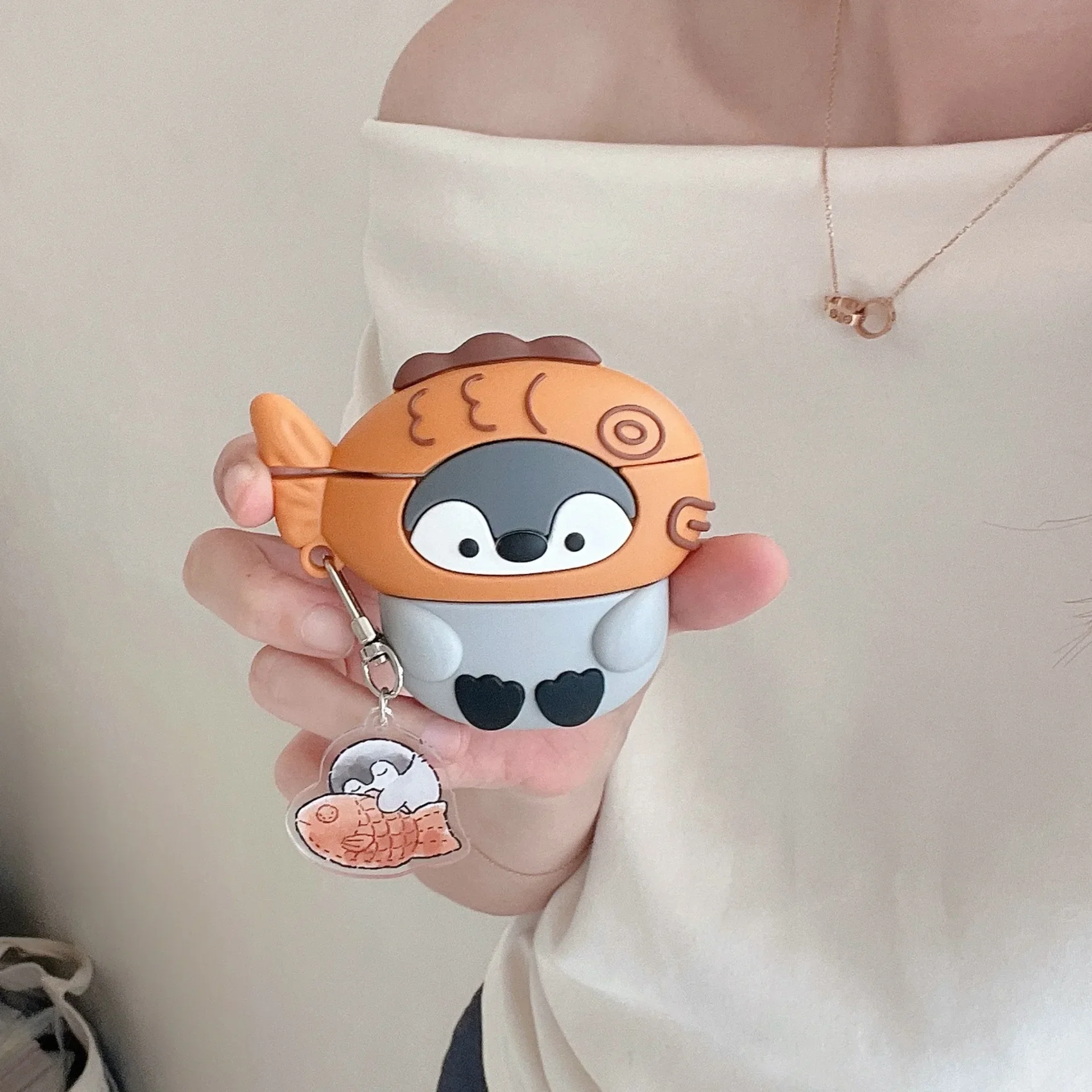 Penguin Cute Case for AirPods 4 Airpod 1 2 3 Pro Pro2 Bluetooth Earbuds Charging Box Protective Earphone Case Cover