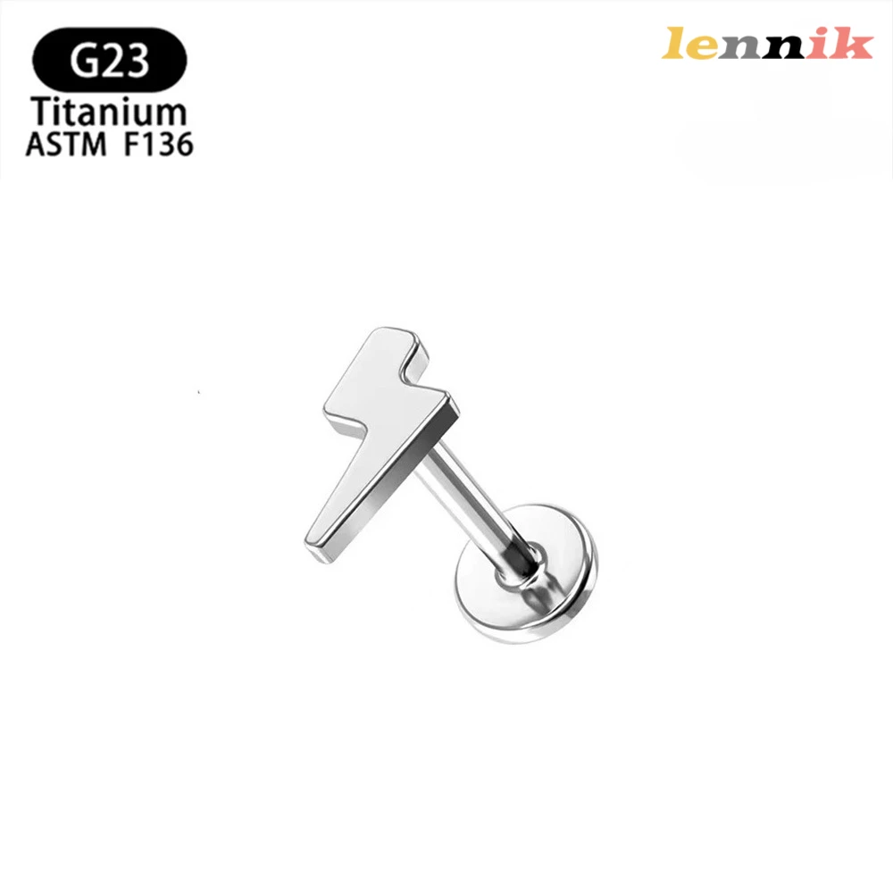LENNIK F136 Lega di titanio Croce Cuore Fulmine Luna Pentagramma Denti interni Labbro Chiodo/orecchino G23 Gioielli per puntura in titanio
