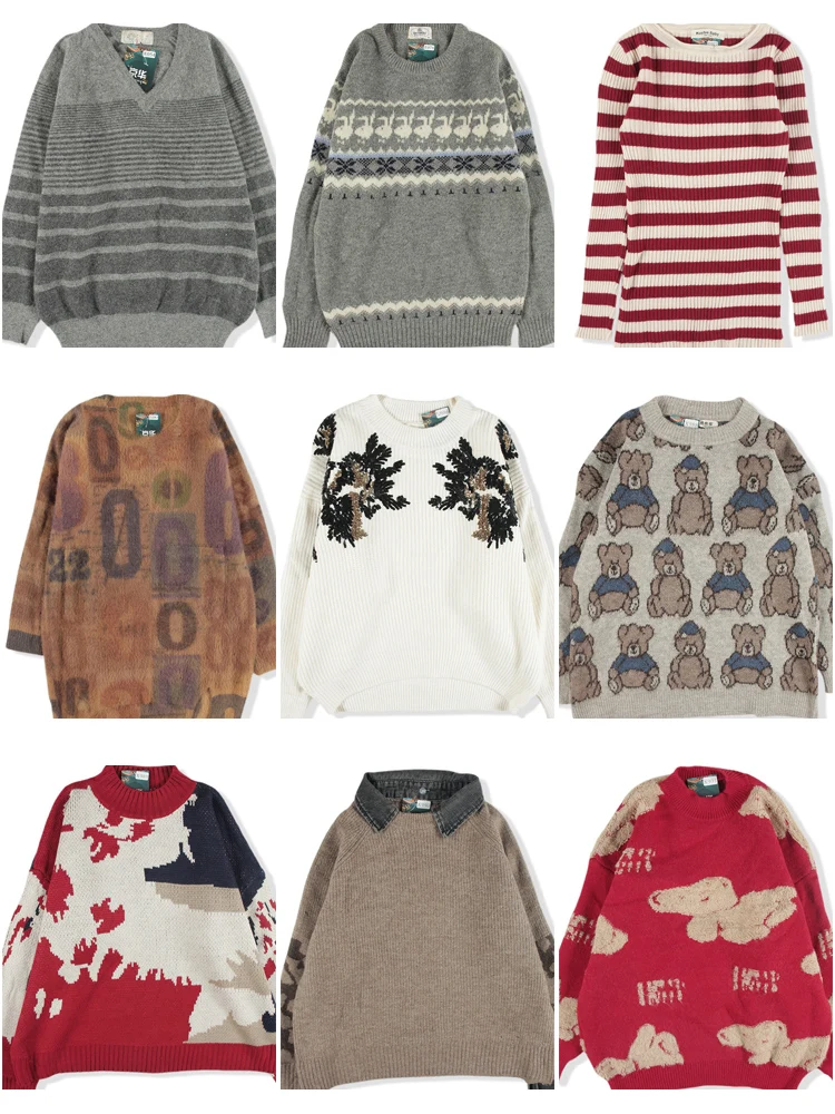 

Vintage Loose ex Fair Isle Wool Sweater Pattern Autumn Winter Faion Commute Sle Long Sve round Ne Sweater