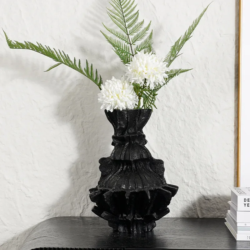 *&S Resin Handicrafts Flower Vase Abstract Pleated Gear Resin Vase Flower Arrangement Accessories Home Decoration Accessories