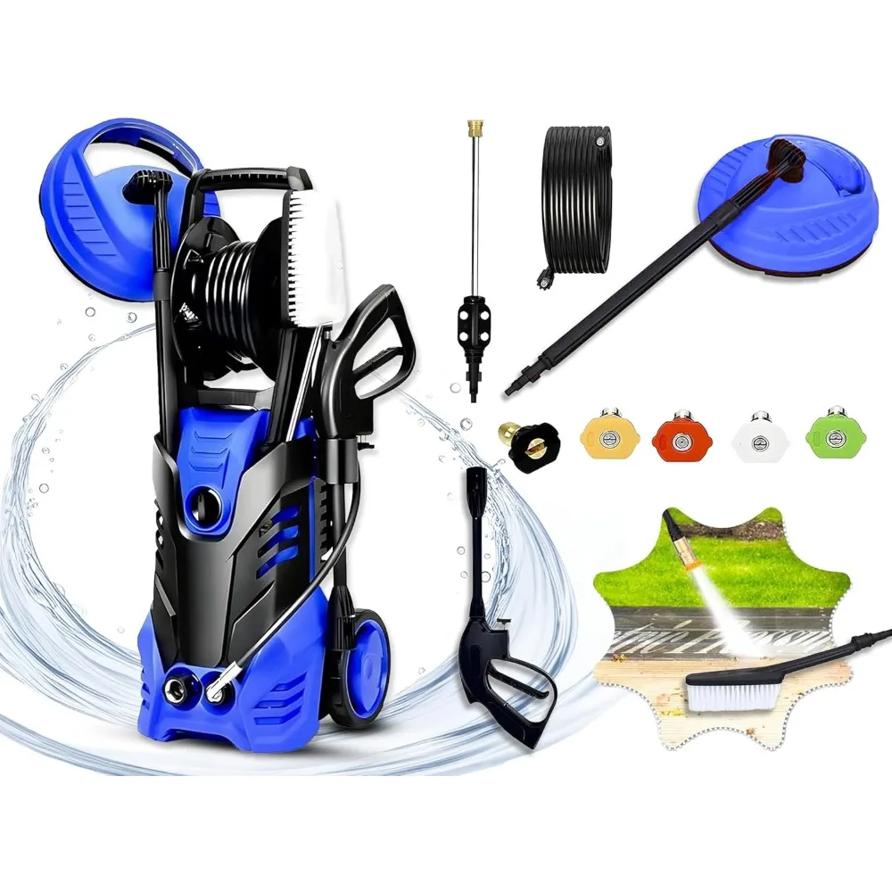 

Electric Power Washer, 4000 Max PSI, 2.6 GPM Pressure Washer Machine with Surface Cleaner Hose Reel, 5 Quick-Connect