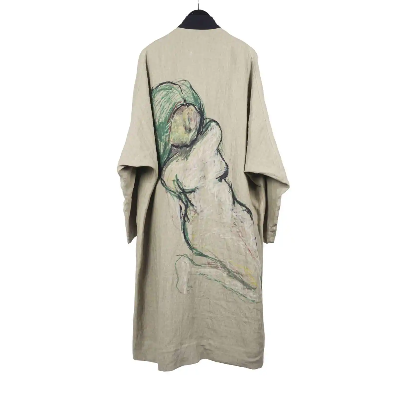 

TOP-YAMOTO оригинальная льняная мужская ветровка с принтом, стиль средней длины, модная, красивая, свободная, оверсайз, повседневная