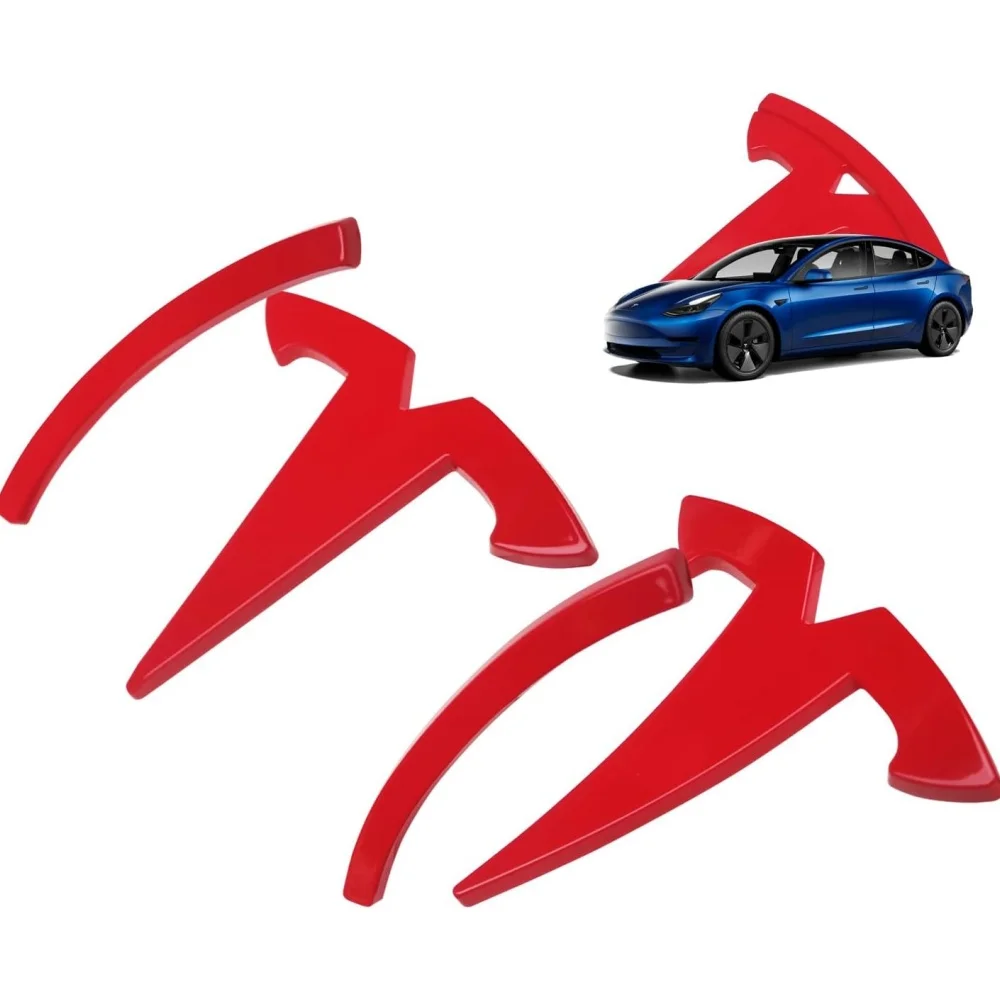 

For Tesla Model 3 Car Front Hood Logo Sticker Styling Tesla Model 3 Logo Decals Accessories Matt Black/Red