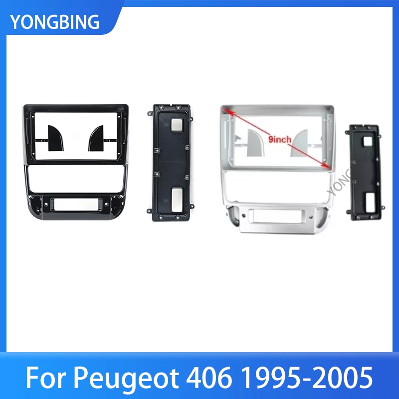 YONGBING 9 Inch Car Radio Fascia Frame For Peugeot 406 1995-2005 Panel Dash Kit Install Facia Console Audio Bezel GPS Adapter