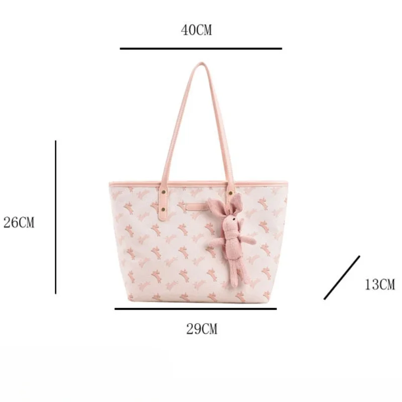 Fashion Cute Soft PU Leather Women\'s Bag Large Capacity Tote Bag Handbag Casual Versatile Underarm Bag Shoulder Bag with Pendant