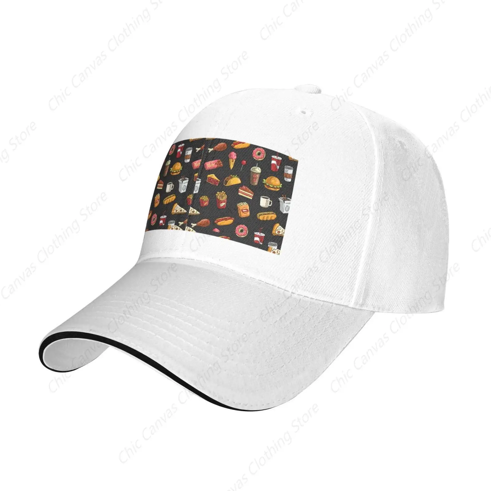 

Burger Hat Chicken Leg Burger Drink Print Sandwich Baseball Cap Classic Baseball Cap Baseball Cap Four Seasons Outdoor Fishing