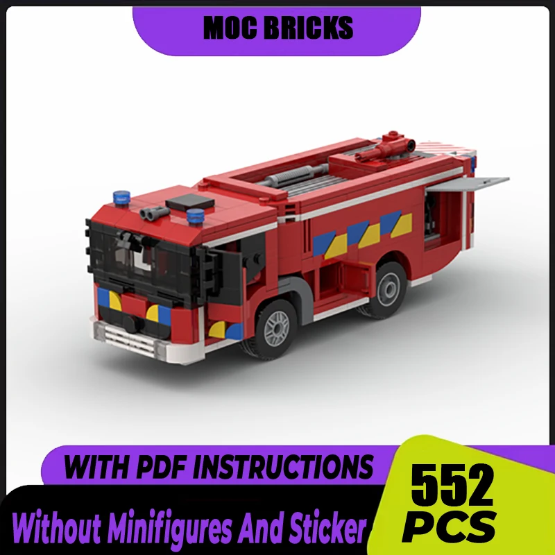 

Moc Building Block Car Series Belgian Fire Truck Water Tanker Model Technology Brick Brand-name Vehicle DIY Toy For Gift