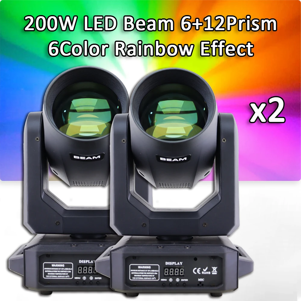 2Pcs/Lot Beam 200W Moving Head Lighting DMX 512 Lyre 6+12Prism For DJ Bar Disco Concert Party Activities Fast Delivery