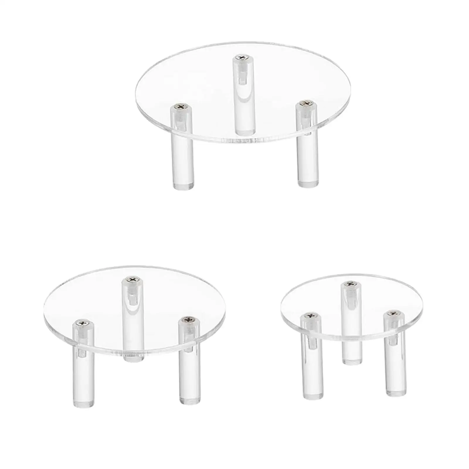 3x Acrylic Display Risers Decoration Jewelry Pedestal Stand Figures Round Display Risers Conutertop Watch Display Jewelry Stand