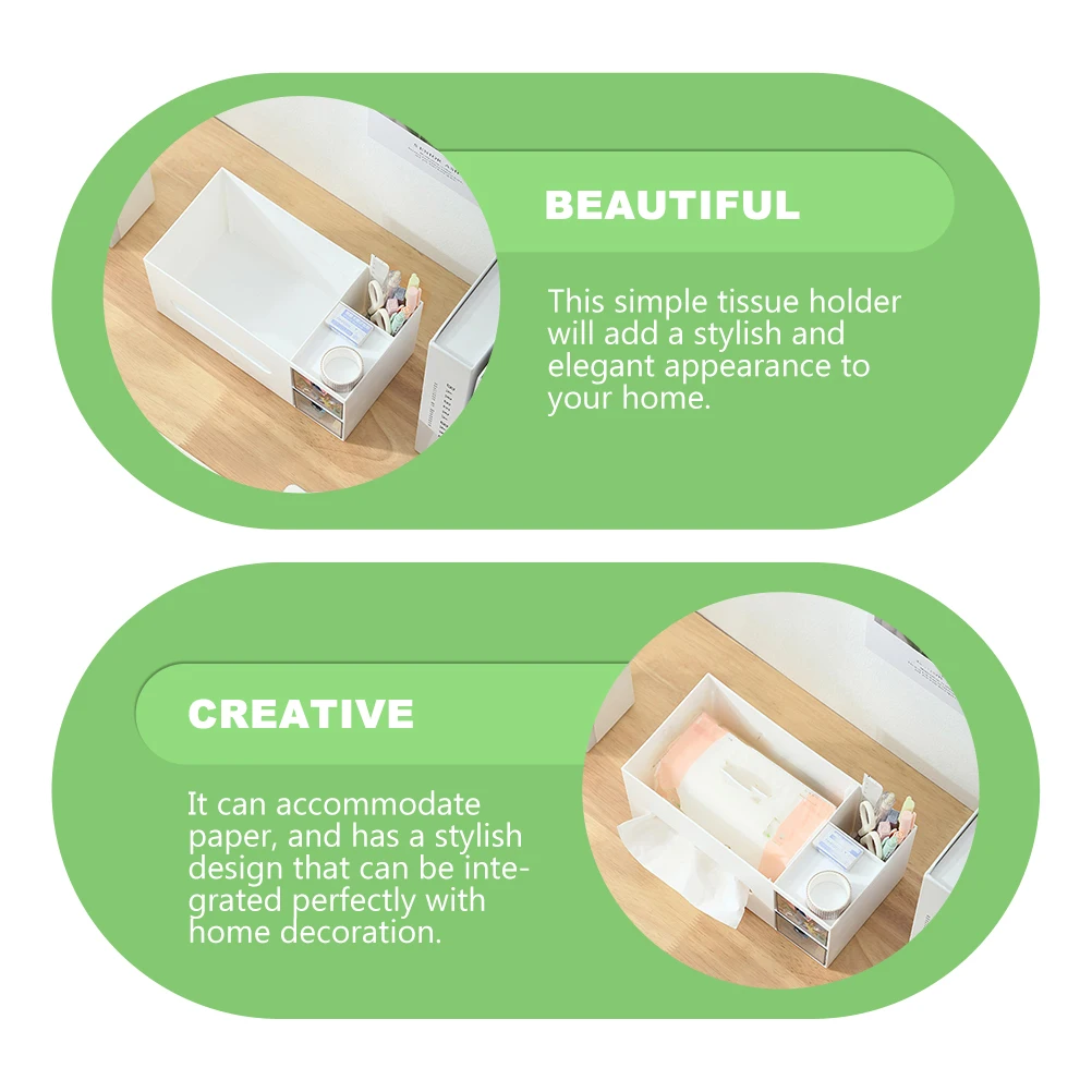 

Phone Holder Storage Box White Desktop Tissue Organizer Napkin Case For Home Office Plastic Sundries Holder