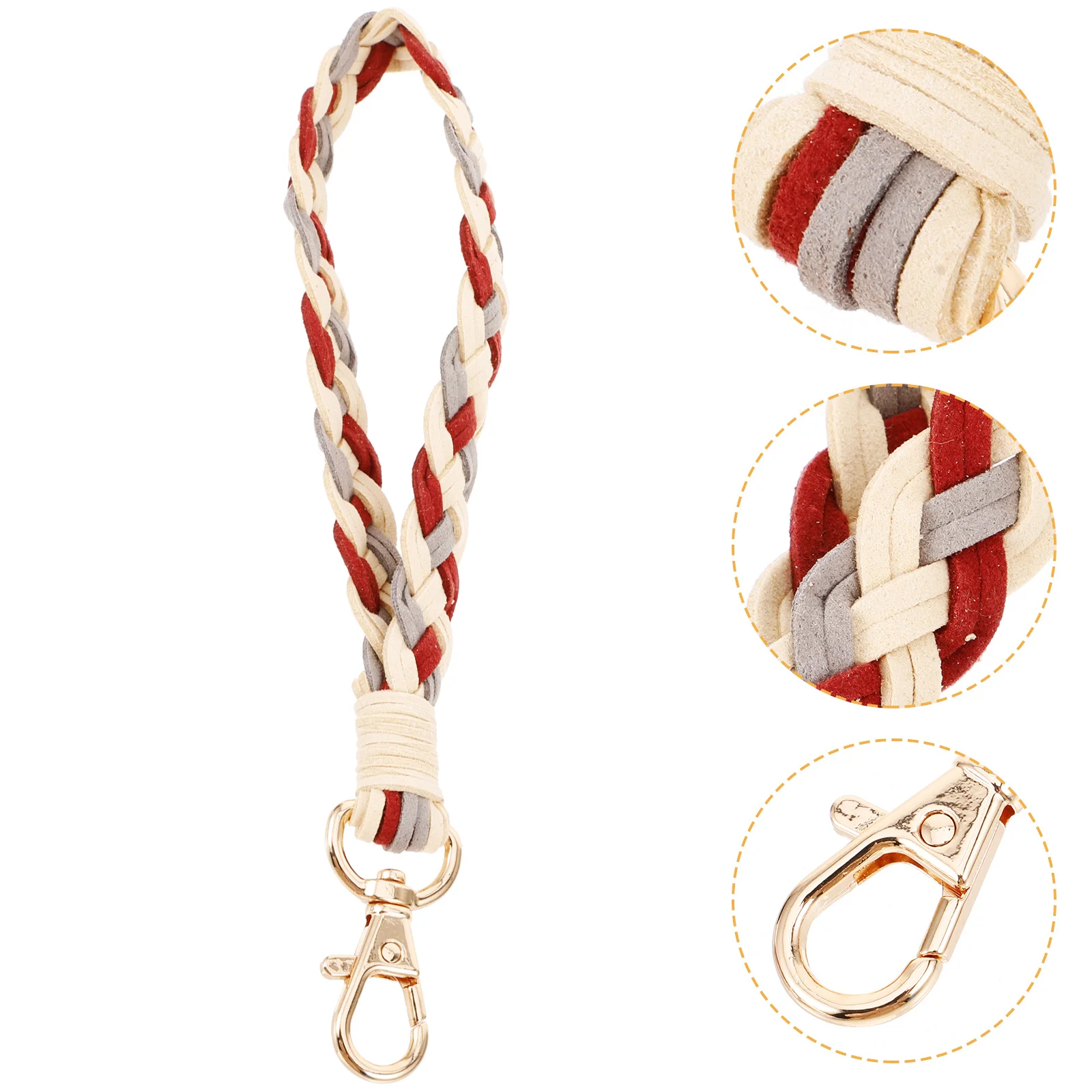 

Keychain Woven Wristlet For Keys Microfiber Zinc Alloy Key Lanyard Women Car Keychain Strap Short Wrist Lanyard