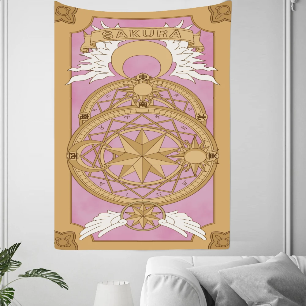 

Anime Tarot Mandala Tapestry Cartoon Bohemian Divination Witchcraft Wall Hanging Dorm Mural Mural Tablecloth Rug