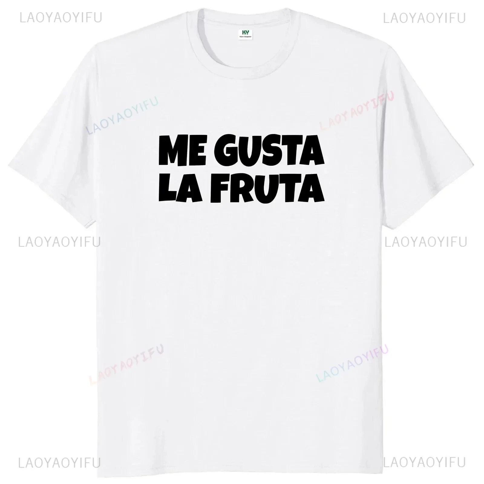 Me Gusta La Fruta Funny Printed T Shirt Fruits Spanish Meme Y2k Camiseta Soft Unisex O-neck Tees for Men Women Short Sleeve Tee