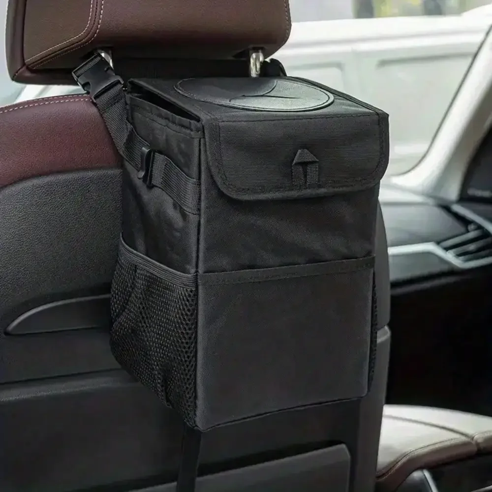 Auto-Mülleimer mit Deckel - Auslaufsicherer Abfalleimer fürs Auto, Zusammenklappbarer Organizer und Aufbewahrungstasche für Auto und LKW, Auto-Zubehör – Detail 3
