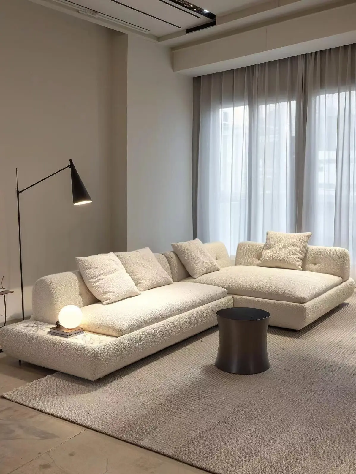 Fabric sofa furniture exhibition new cream wind minimalist corner concubine modern simple high-grade sofa