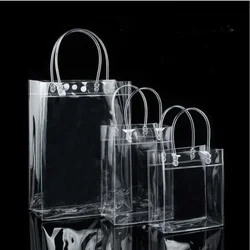 5/10/20pcs Clear Tote Waterproof Bag Reusable PVC Clear Shopping Bag Shoulder Handbag Environmentally Travel Storage Bag