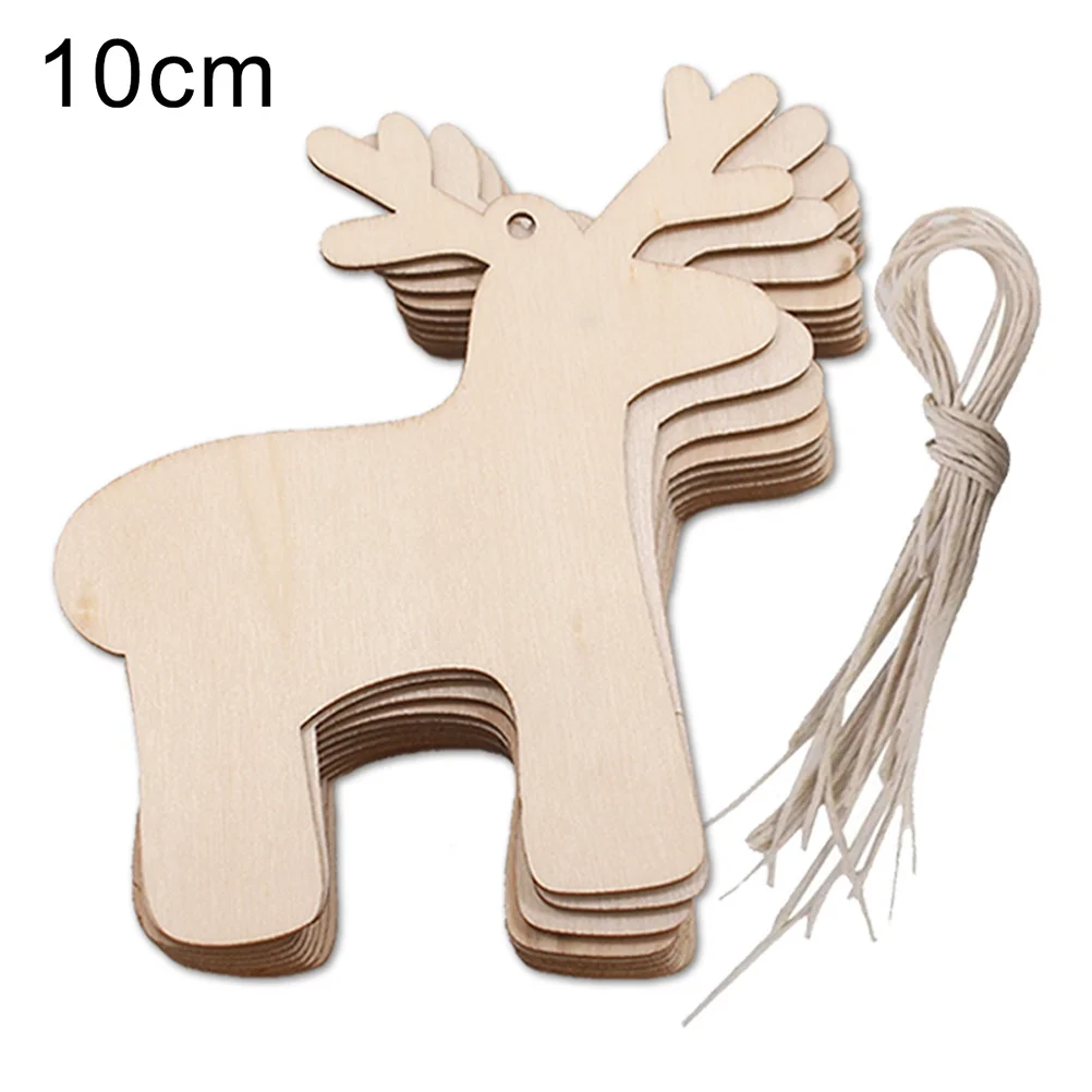 

10Pcs Wooden Elk Christmas Decor Exquisite Craftsmanship Festive Home Party Decoration Wooden Hanging Ornament