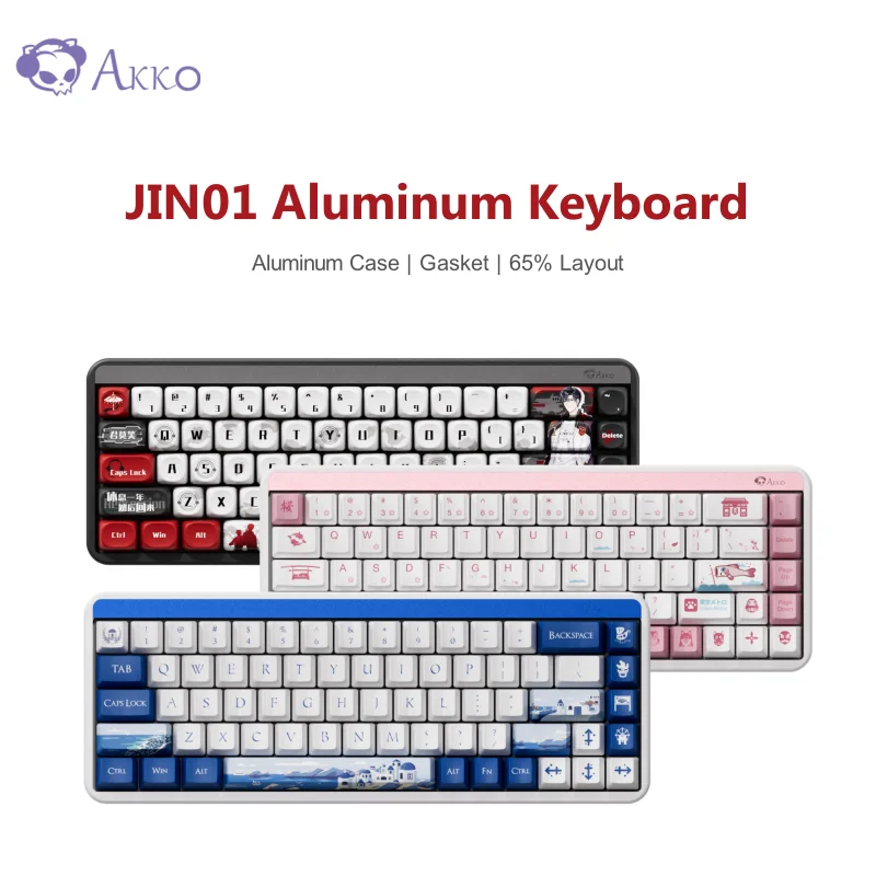 Akko JIN01 Santorini 65% Aluminum Mechanical Keyboard 68 Keys RGB Hot Swap BT 5.0/2.4G Wireless & Type-C Wired Gaming Keyboard