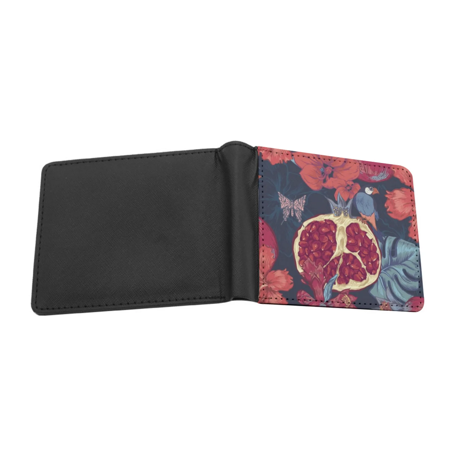 ทับทิมดอกไม้ทับทิมรูปแบบกระเป๋าสตางค์หนังผู้ชายบัตรเครดิต/Id ผู้ถือแทรกเงินกระเป๋าชายสั้นกระเป๋า