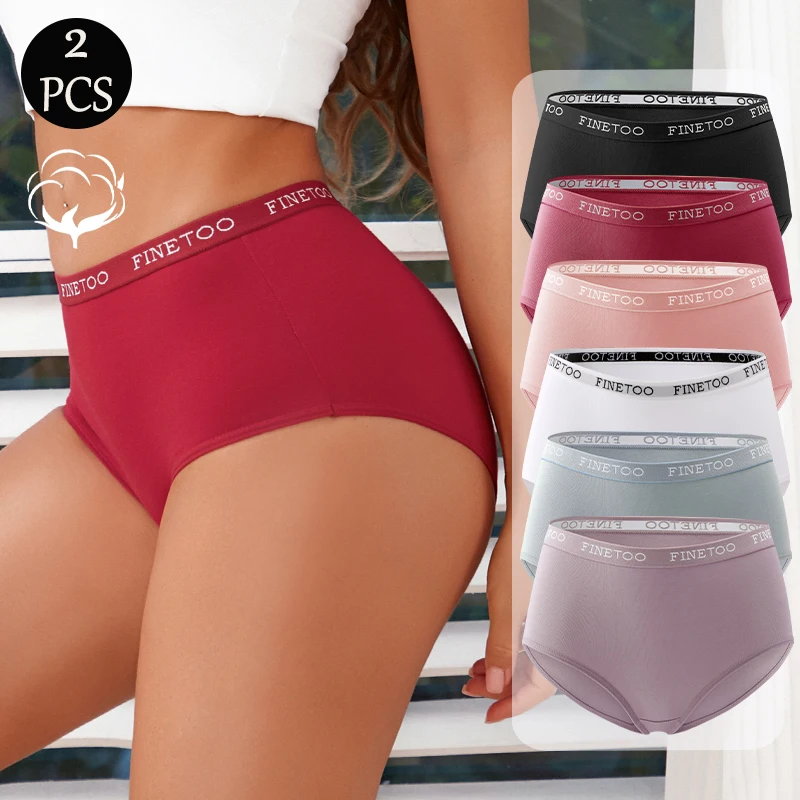

FINETOO 2 шт./компл. бесшовные трусики из хлопчатобумажной ткани для женщин, нижнее белье с высокой посадкой, сексуальные эластичные трусы, женское дышащее белье