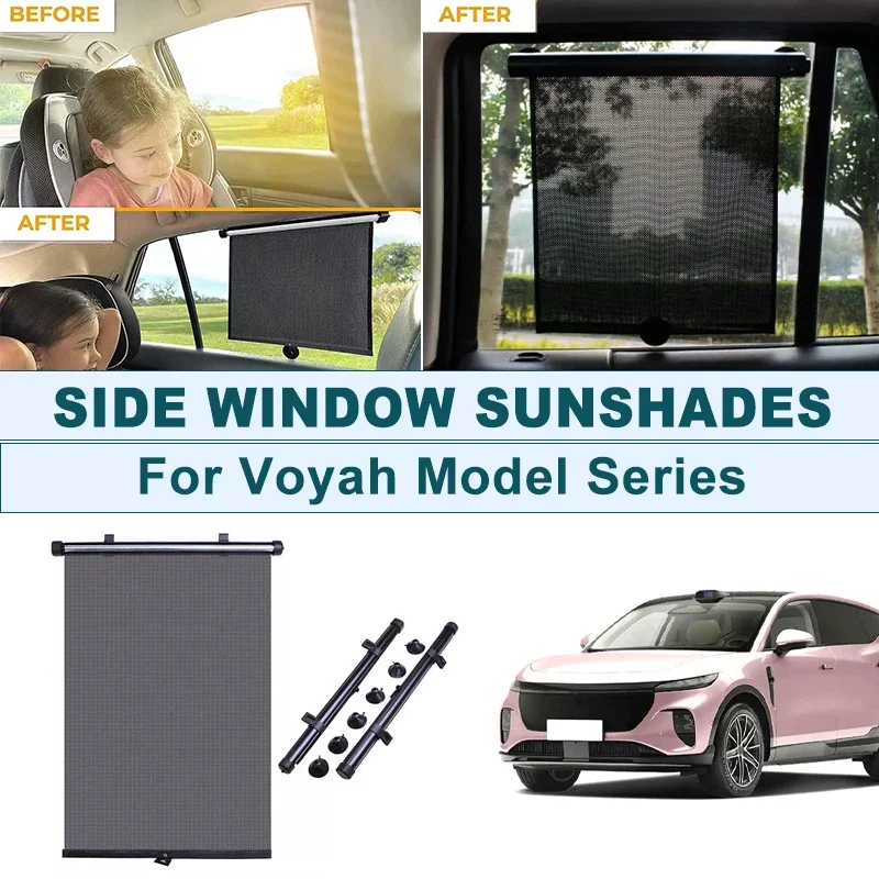

2Pcs UV Protection Retractable Car Side Window Sun Shade Roller Blinds For Voyah Free Dreamer Passion Courage Taishan FreePlus