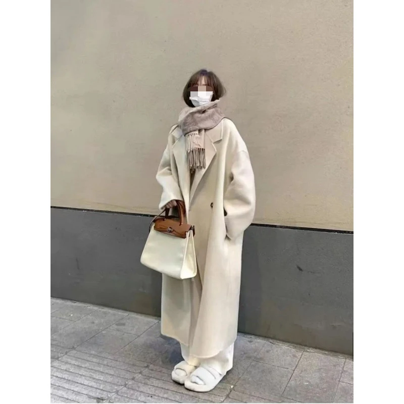 Light Luxury and High End Mingyuan Style Thickened Medium to Long Woolen Coat for Women Popular on the Internet